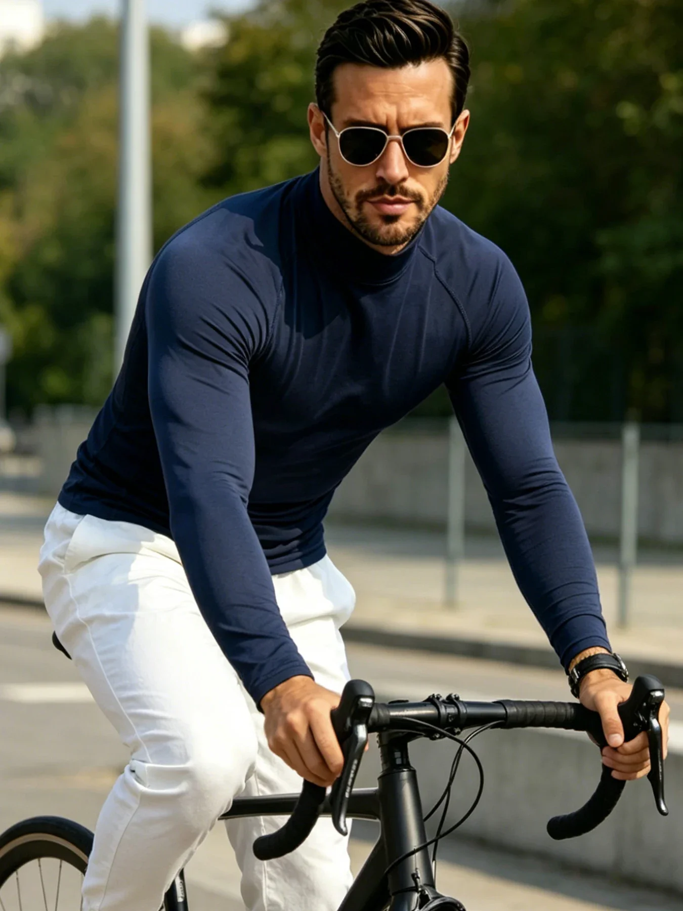 Herren Mock Neck Kompressions-Langarmshirt 4-Wege-Stretch Feuchtigkeitsableitend Schnelltrocknend Muskelunterstützung Fitness Workout Athletisches Basisshirt – Detail 8