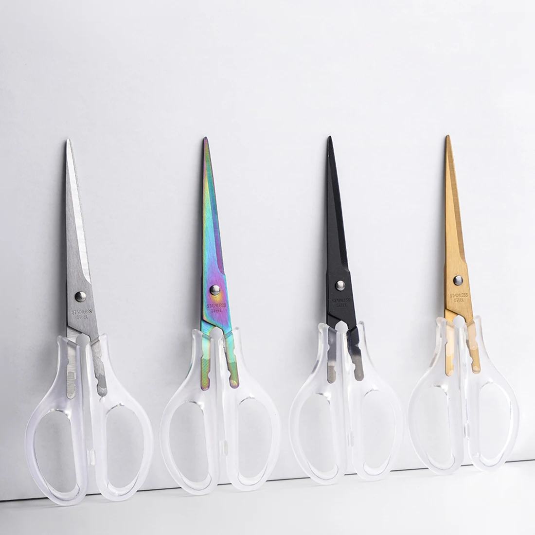 Acrylic Scissors Transparent Handle Gold Silver Colored Sharp Stainless Steel Kitchen Office Stationery Paper Cut Pruning Sewing