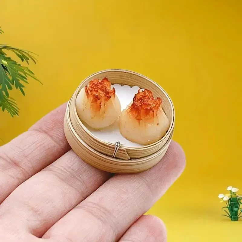 1/12 Schaal 3Pc Miniatuur Poppenhuis Keuken Speelgoed, inclusief Stoommandje, Pan & Fry Dumplings Geroosterde Tarwe