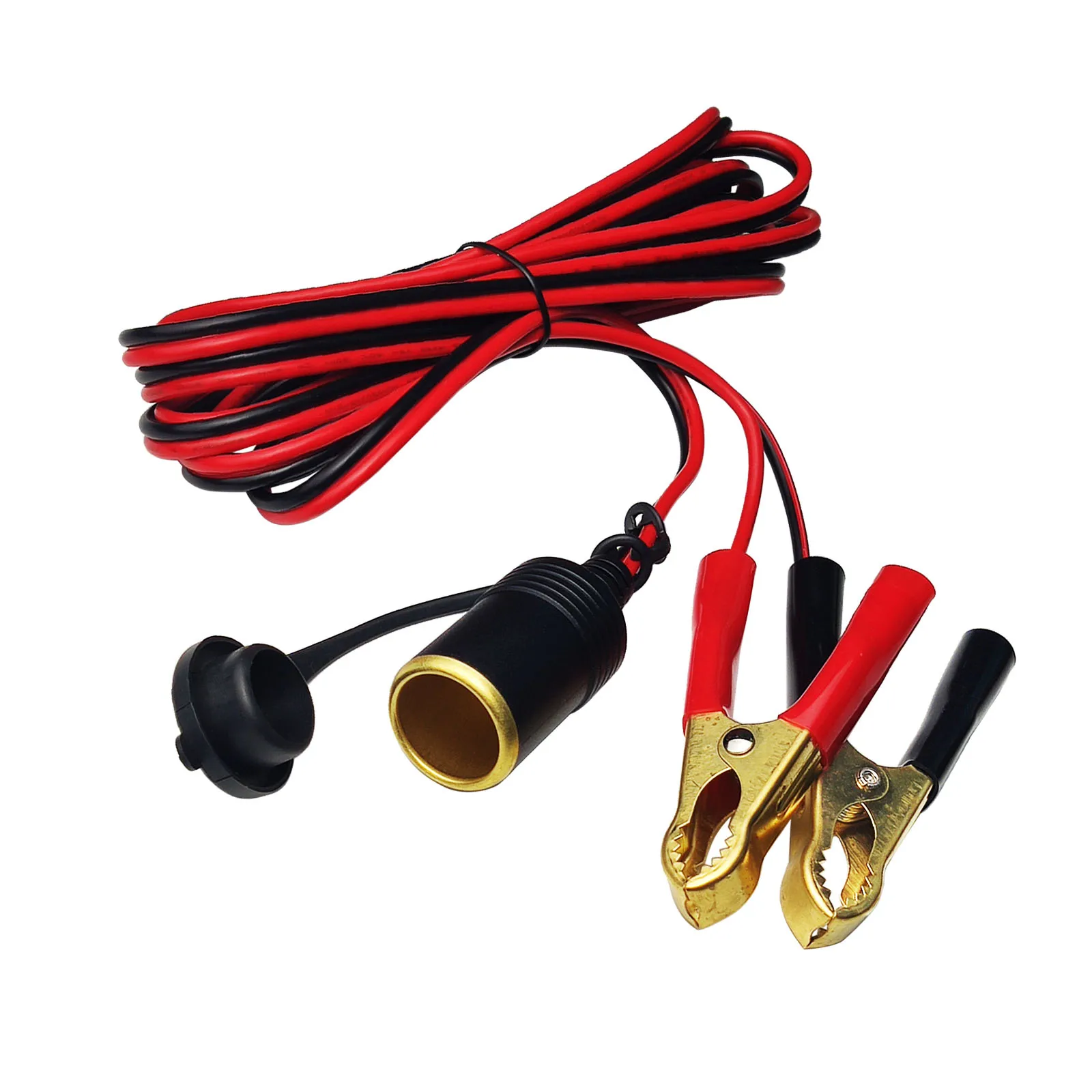 Car Lighter Battery Clamp Adapter Cable 12V Copper Alligator Clip to Female Cigarette Lighter Socket Cigar Charge Extension Cord