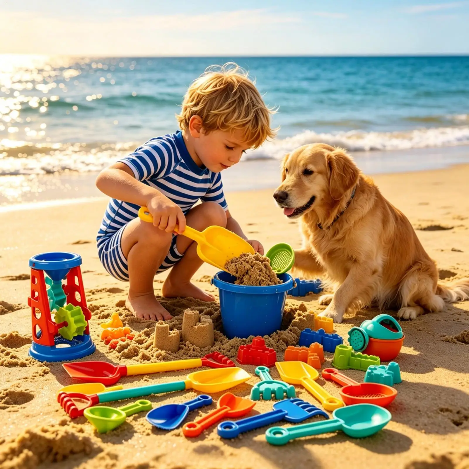 beach-toys-summer-sand-castle-building-kit-children's-beach-toys-for-kids-girls-boys-ages-3-10-summer-travel-vacation-resort