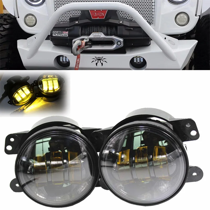 1Pair 30W 4Inch Round Led Fog Lights 6000K Auto LED Off Road Driving Passing Lamp for Jeep Wrangler JK LJ TJ Grand Cherokee 2PCS