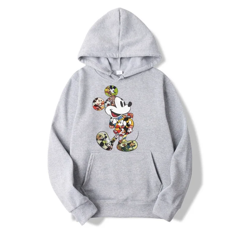 2024 Disney Mickey Mouse Fun Prints Unisex Hoodie Cartoon Fashion Couple Oversized Sweatshirt Tops Autumn and Winter Pullover