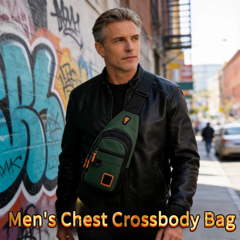 Waterproof Lightweight Men Chest Crossbody Bag, Portable Multifunctional Backpack for Hiking Cycling & Daily Outdoor Use