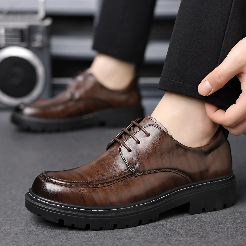 

New Men's Leather Shoes with Soft Soles, Durable Thick-soled Business Shoes and Men's Formal Shoes for The Autumn of 2025