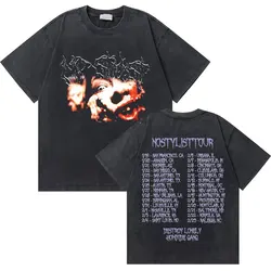 Hip Hop Washed Vintage Rapper Destroy Lonely No Stylist Tour Tshirt Rap Homixide Gang T-shirts Men Casual Oversized T Shirts