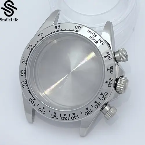 SmileLife 39mm VK63 Silver/Black/Gold Watch Case Sapphire Glass Ceramic/Steel Bezel Fit VK63 Quartz Movement Watch Accessories - Image 14