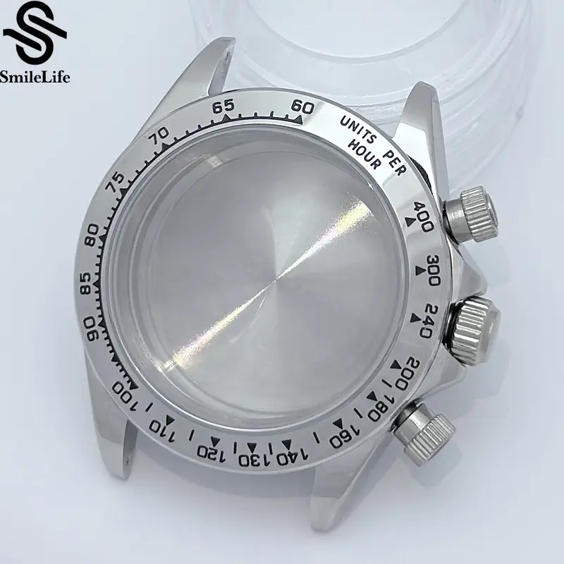 SmileLife 39mm VK63 Silver/Black/Gold Watch Case Sapphire Glass Ceramic/Steel Bezel Fit VK63 Quartz Movement Watch Accessories - Image 14
