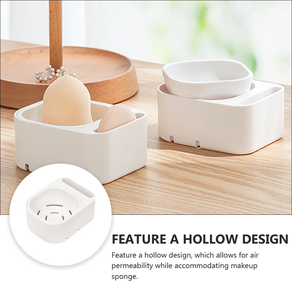 

Makeup Sponge Holder Travel Case Lightweight Eco Friendly Silicone Container Hollow Design Ventilation Easy Clean