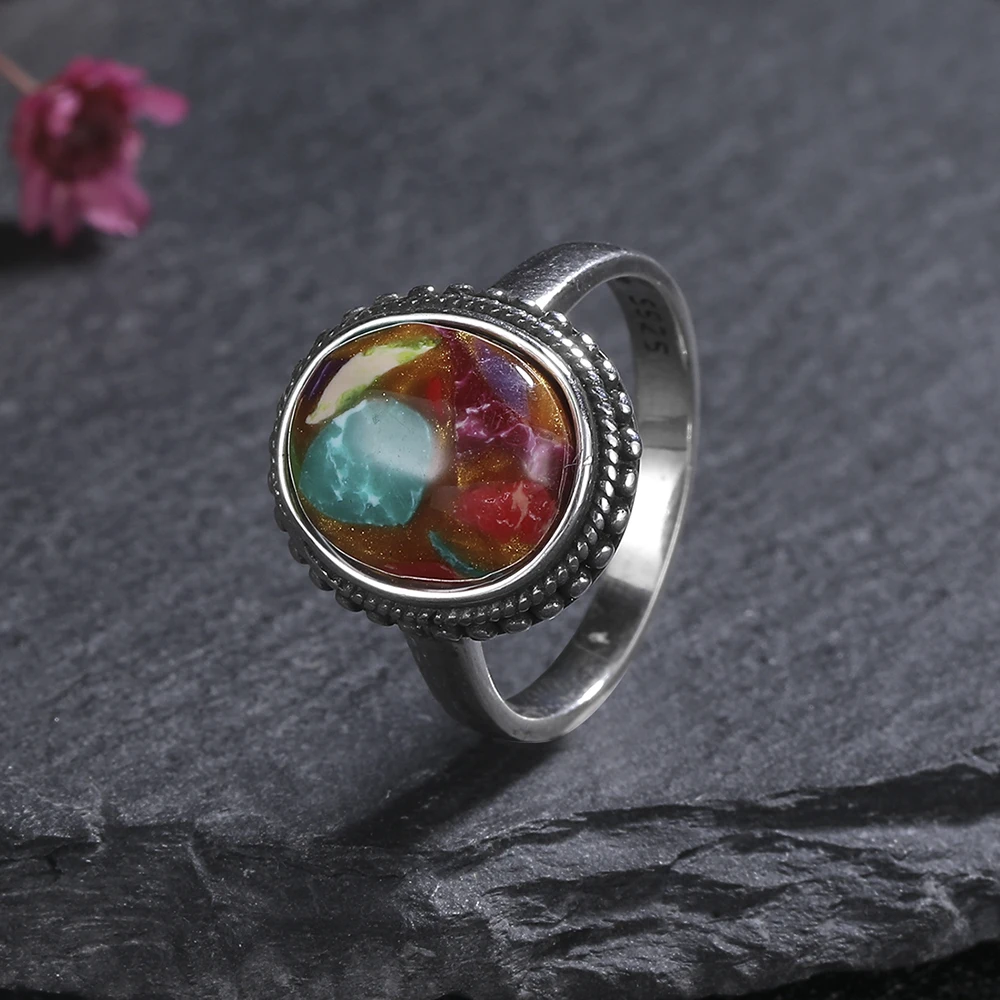 S925 Silver Natural Kyanite Ring Simple Style Fine Jewelry Anniversary Engagement Party Gift for Women Labradorite Ring