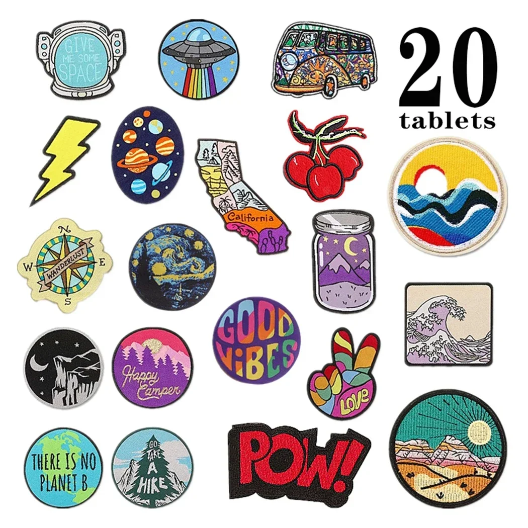 Embroidered Patch Iron On Patches for Clothing Pocket Painting Clothes Stickers Fabric Sewing Thermal Adhesive Applique Fusible