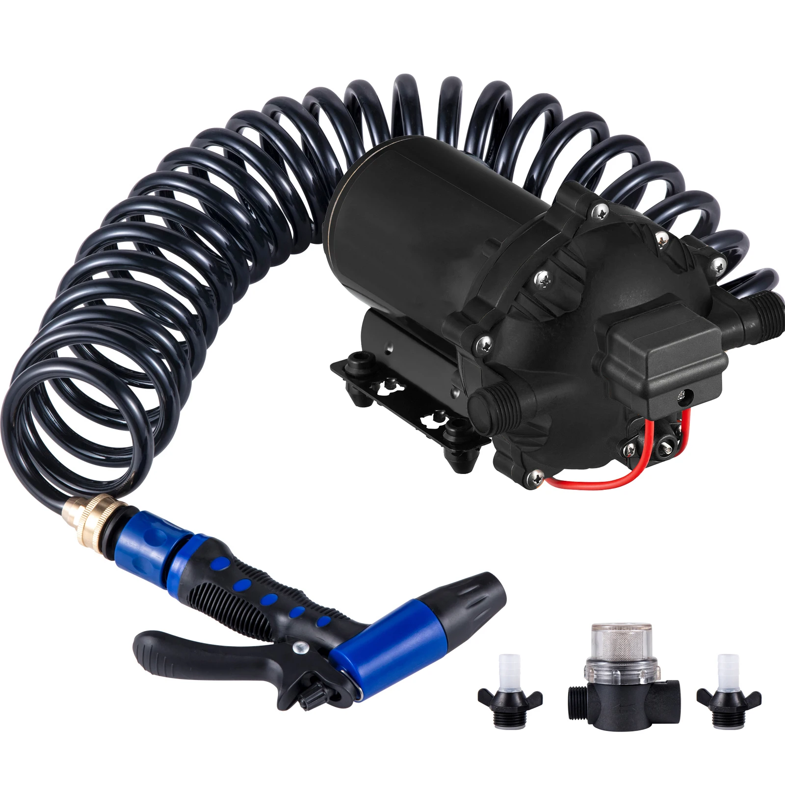 SucceBuy 5.5 GPM Washdown Pump Deck Wash Pump Kit 12V 70PSI Boat Marine Yacht RV Water Pump, 25Ft Hose Automatic Diaphragm Pump