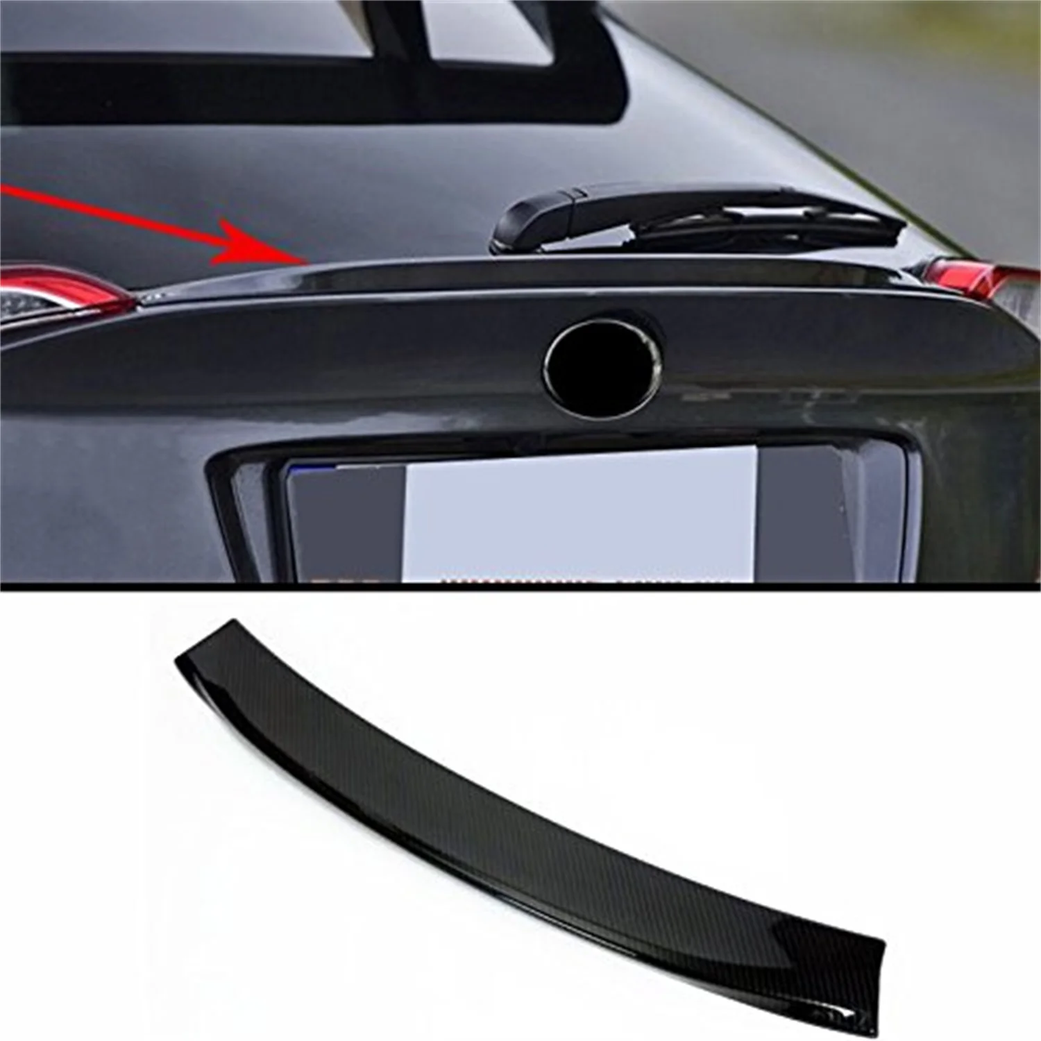 

For Toyota C-HR CHR 2016-2021 Carbon Black Rear Trunk Lips Spoiler Upper Decoration Cover Trim 1pc