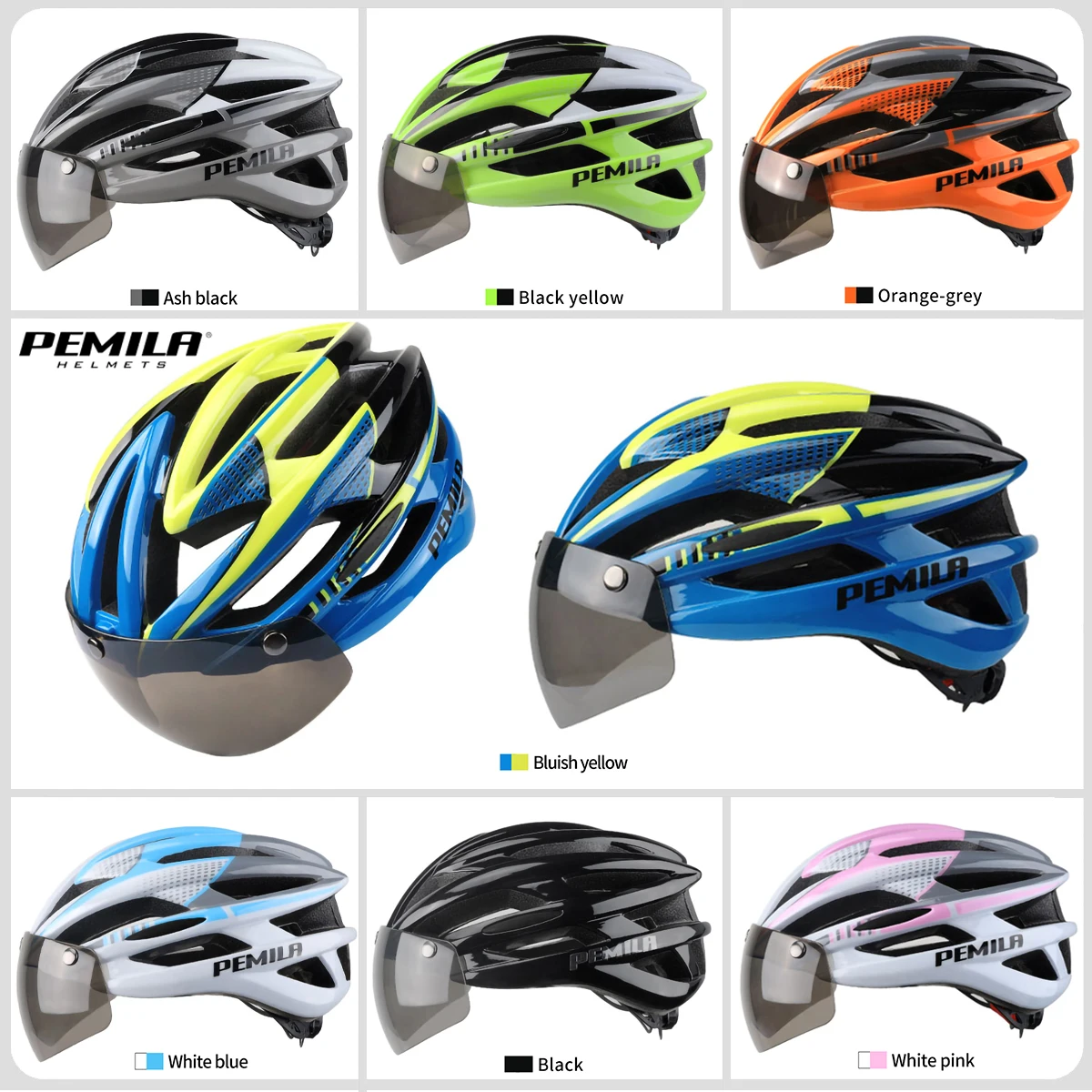 PEMILA Cycling Helmet Man Women Goggle E-bike Helmet Road Mountain Bike Helmet Lens For Riding Bicycle Sports Skateboard Scooter