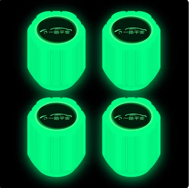 Glow-in-the-Dark Tire Valve Stem Caps for Geely Vision Emgrand Binrui Binyue Coolray Boyue FX11 Atlas Xingrui Preface 4 pcs/set