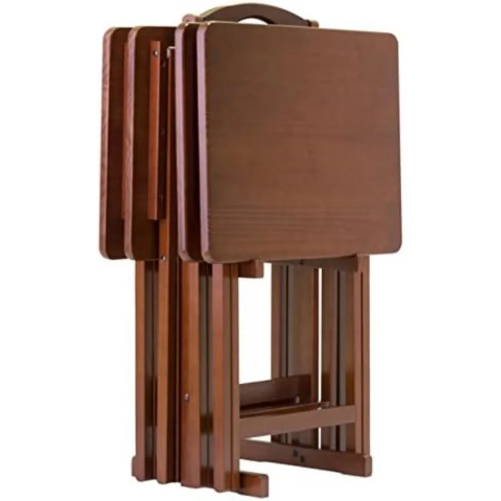 مجموعة صواني تلفزيون مريحة قابلة للطي مكونة من 5 قطع - طاولات مدمجة قوية، تصميم إطار X، طاولات وجبات خفيفة محمولة، تجميع بسيط، مثالية لـ E #5