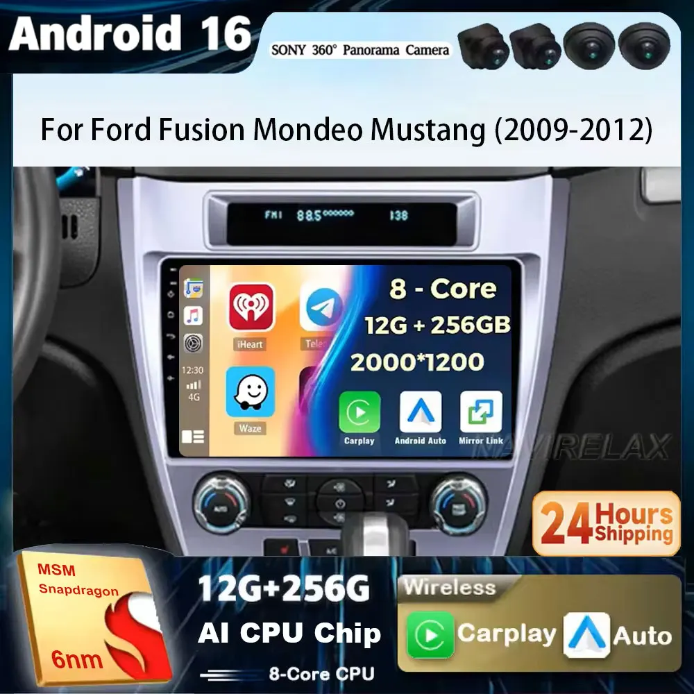 Car Radio Android 16 For Ford Fusion Mondeo Mustang 2009 2010 2011 2012 QLED Multimedia Players GPS Navigator Stereo Receiver