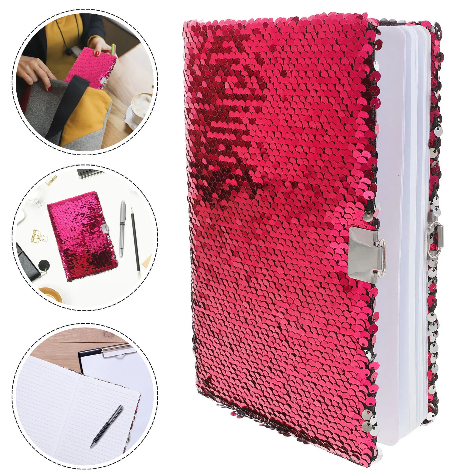 

Cute Reversible Sequin Notebook Lock Mermaid Diary Girls Kids Journal Private Diary Scrapbook Creative Writing