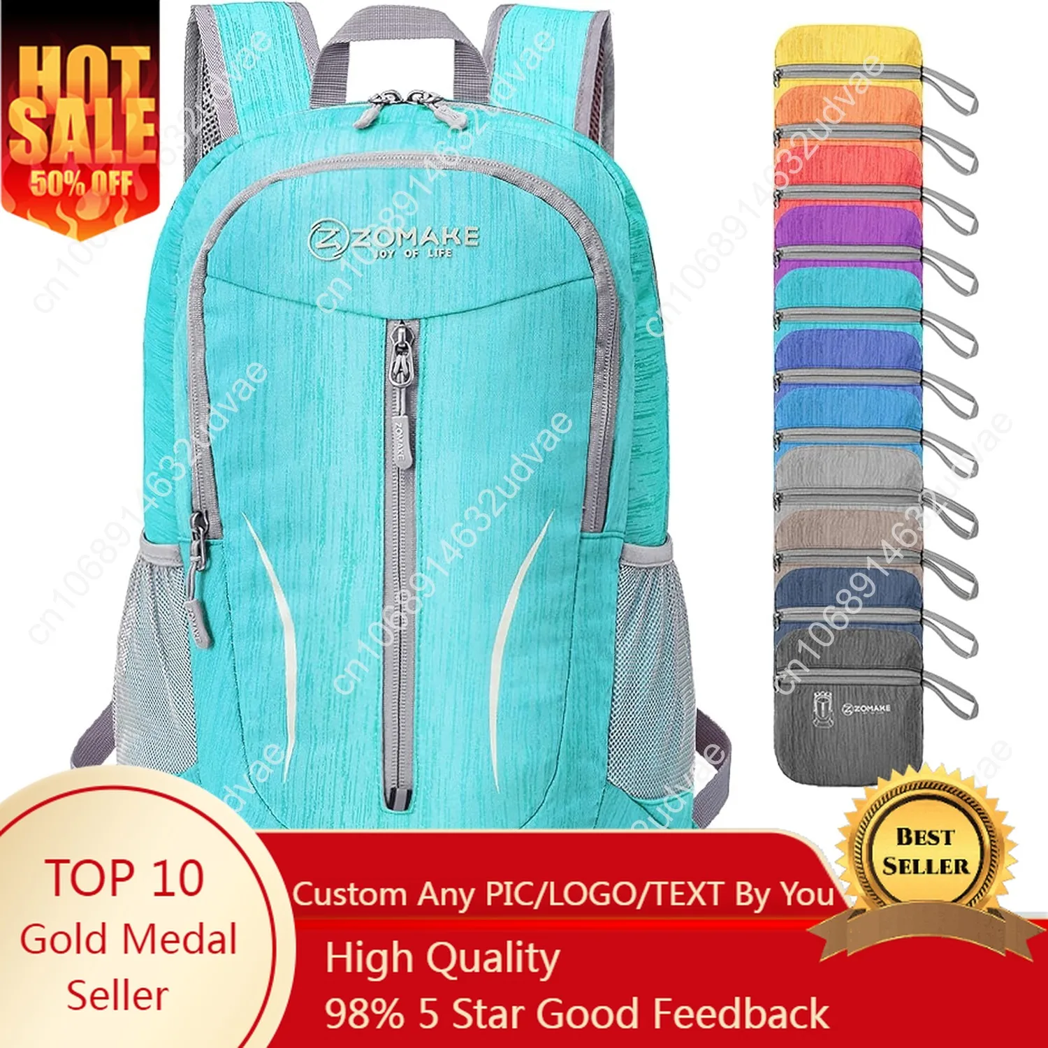 

ZOMAKE 25L Ultra Lightweight Packable Backpack, Foldable Hiking Backpacks Water Resistant Small Folding Daypack for Travel(Aqua