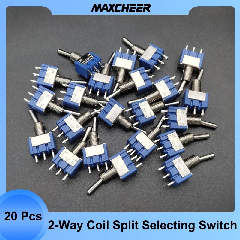 

20 шт. двухсторонний 3-ножной мини-хамбакер Для электрогитары, спираль для захвата, переключатель для выбора переменного тока 125 в 6 А вкл./вкл. Синий