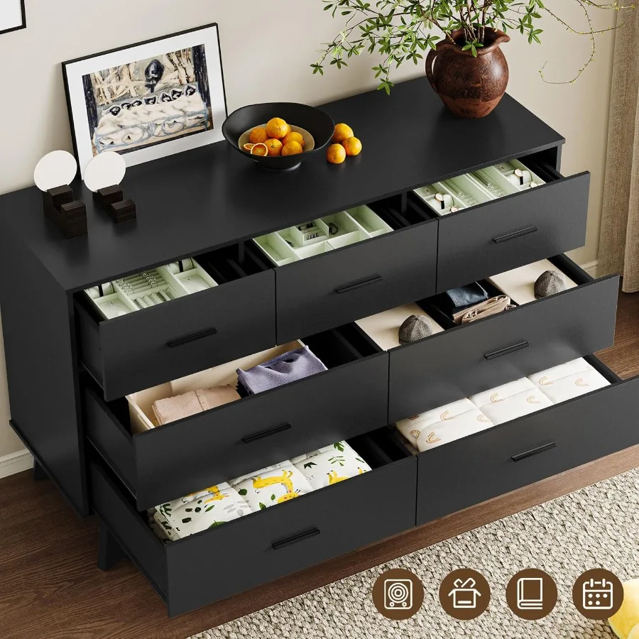 خزانة غرفة نوم حديثة ذات 7 أدراج مع تصميم قاعدة على شكل X بعرض 47.2، مقابض معدنية قابلة للتعديل في الساق المركزية، ميزة أمان مضادة للطرف #4