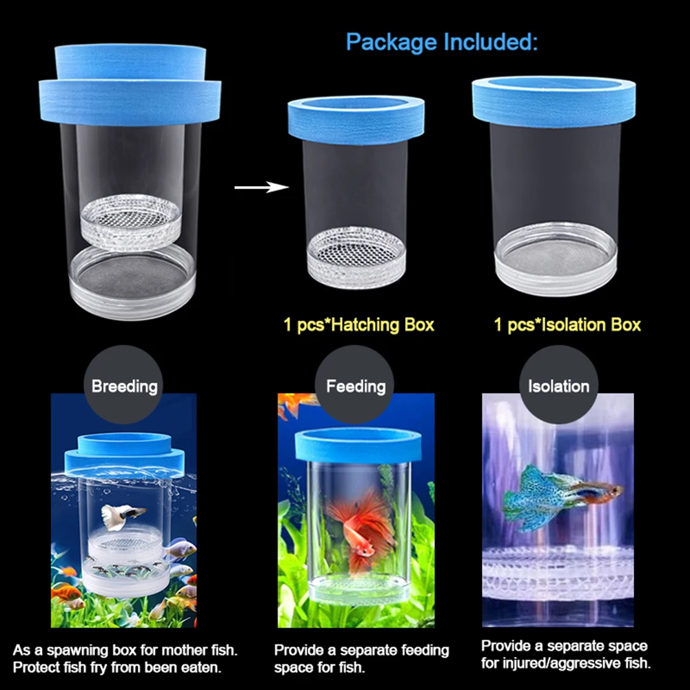 Floating Fish Breeding Isolation Box for Aquarium Tank Plastic Mesh Shrimp Guppy Fish Hatchery Incubator Breeder Box Transparent