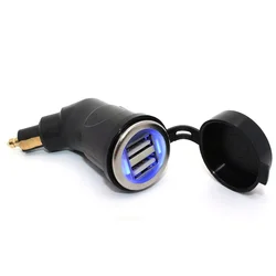Adaptador de cargador USB dual con enchufe DIN Hella de 3,3 A para BMW Ducati Triumph Moto iPhone y GPS SatNav (ángulo)