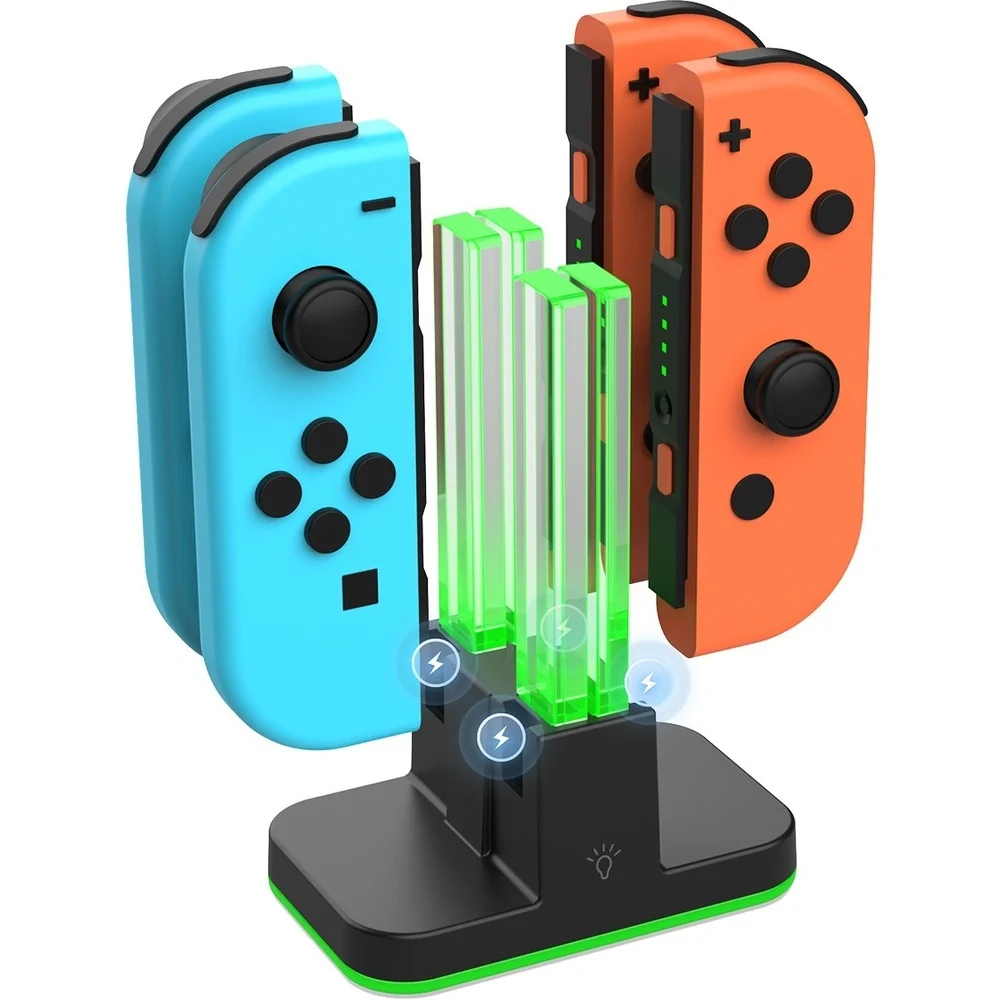 AU47-4 in 1 LED Charger Stand Dock Station Indicater for NS Switch for Joy-Con Controller Stand Holder Charging Dock Station