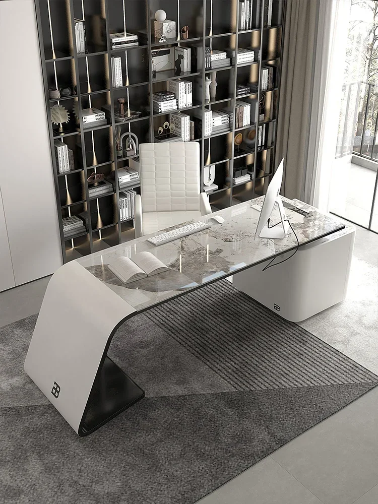 

Большой длинный письменный стол для кабинета, гостиной, роскошный современный компьютерный стол с каменной плитой для домашнего босса