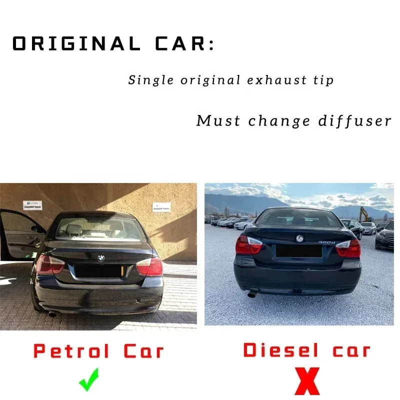 Stainless Steel Exhaust Tip Exhaust Pipe Exhaust System for 05-12 BMW 3 Series E90 E92 320i 318i 325i 335i MT Diffuser - view 4