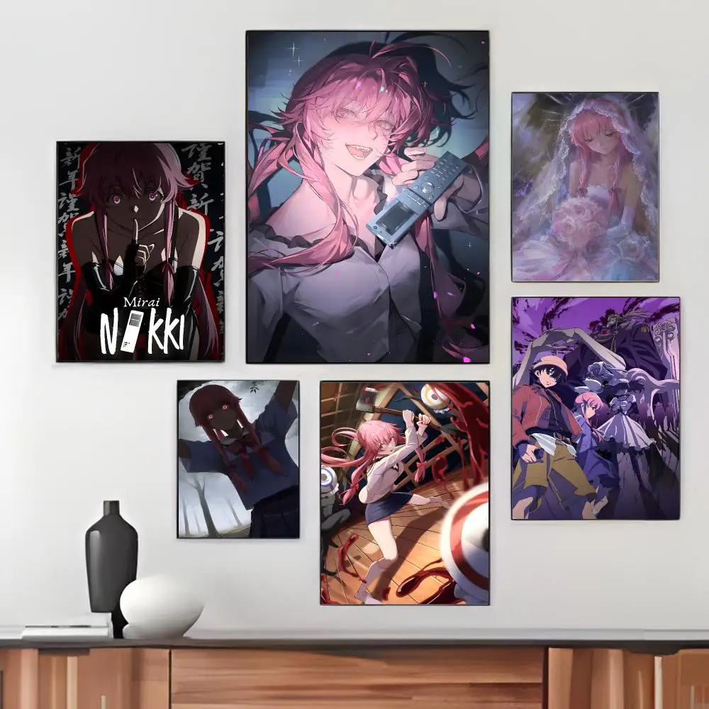 Thriller Anime M-Mirai Nikki Poster Pegatina artistica HD autoadhesiva impermeable para salon dormitorio
