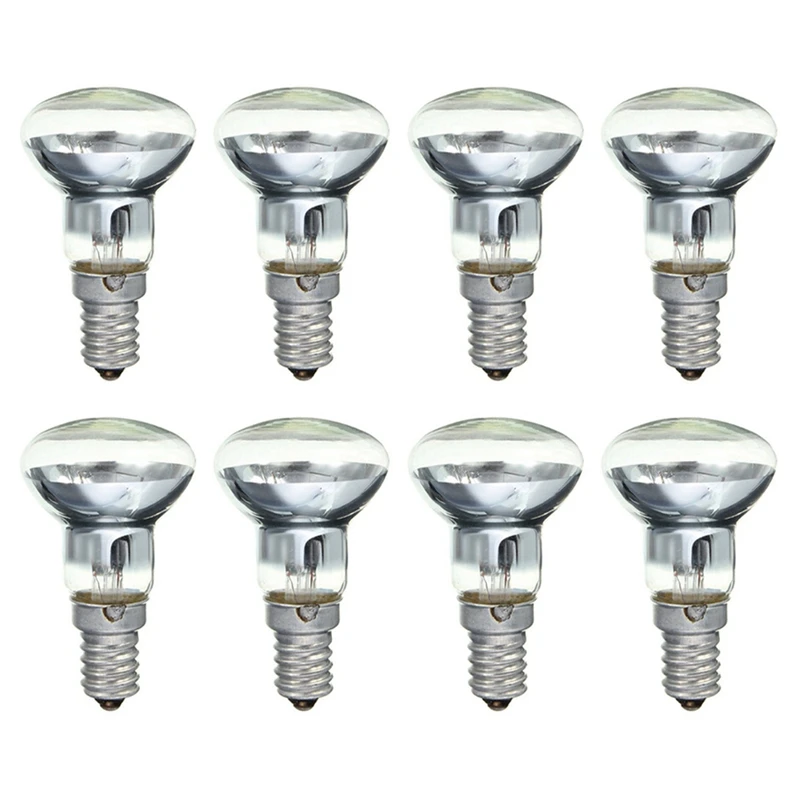 AB46-Replacement Lava Lamp E14 R39 30W Spotlight Screw In Light Bulb Clear Reflector Spot Light Bulbs Lava Incandescent 8Pcs