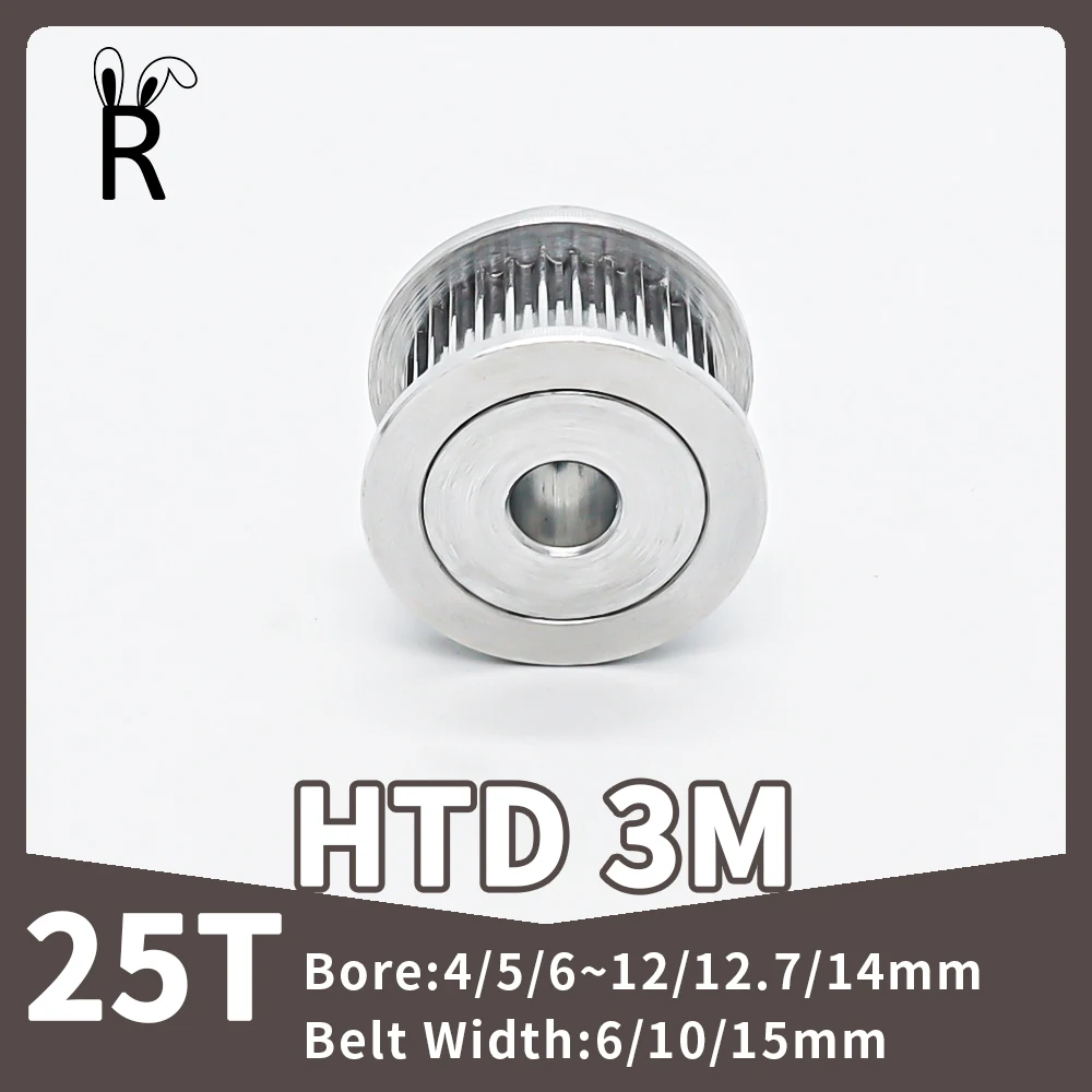 25 Teeth HTD 3M Timing Pulley Belt Pulley Bore 4/5/6~12/12.7/14mm CNC Gear Teeth Width 6/10/15mm 3M Pulley 25T Synchronous Wheel