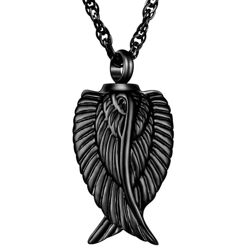 

Angel Wing Cremation Necklace for Ashes Stainless Steel Urn Pendant Ashes Holder Memorial Jewelry-I’m Here WATCHING Over You