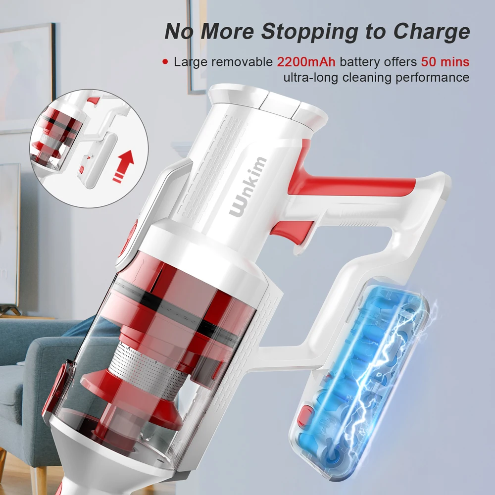 Wnkim M10 Cordless Vacuum Cleaner, With Smart LED Display, 8 in 1 Handheld Vacuum for Pet Hair Hard Floor Carpet Home