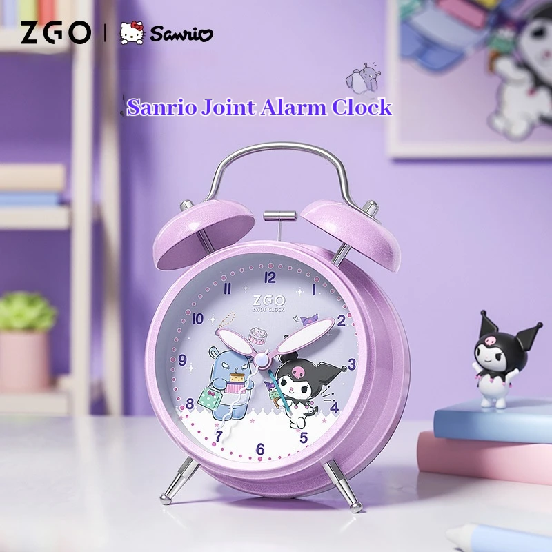 2024 Student Kuromi Style Bedroom Alarm Clock Kuromi My Melody Ins Bedside Silent Alarm Clock Wake Up Multi-Function Night Lamp