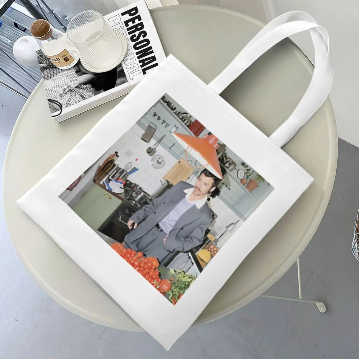 Harrys Styles Kiss All The Time Album Shopper Bag Travel Handbags Female Graphic Shopping Bags Casual Polyester Tote Bag