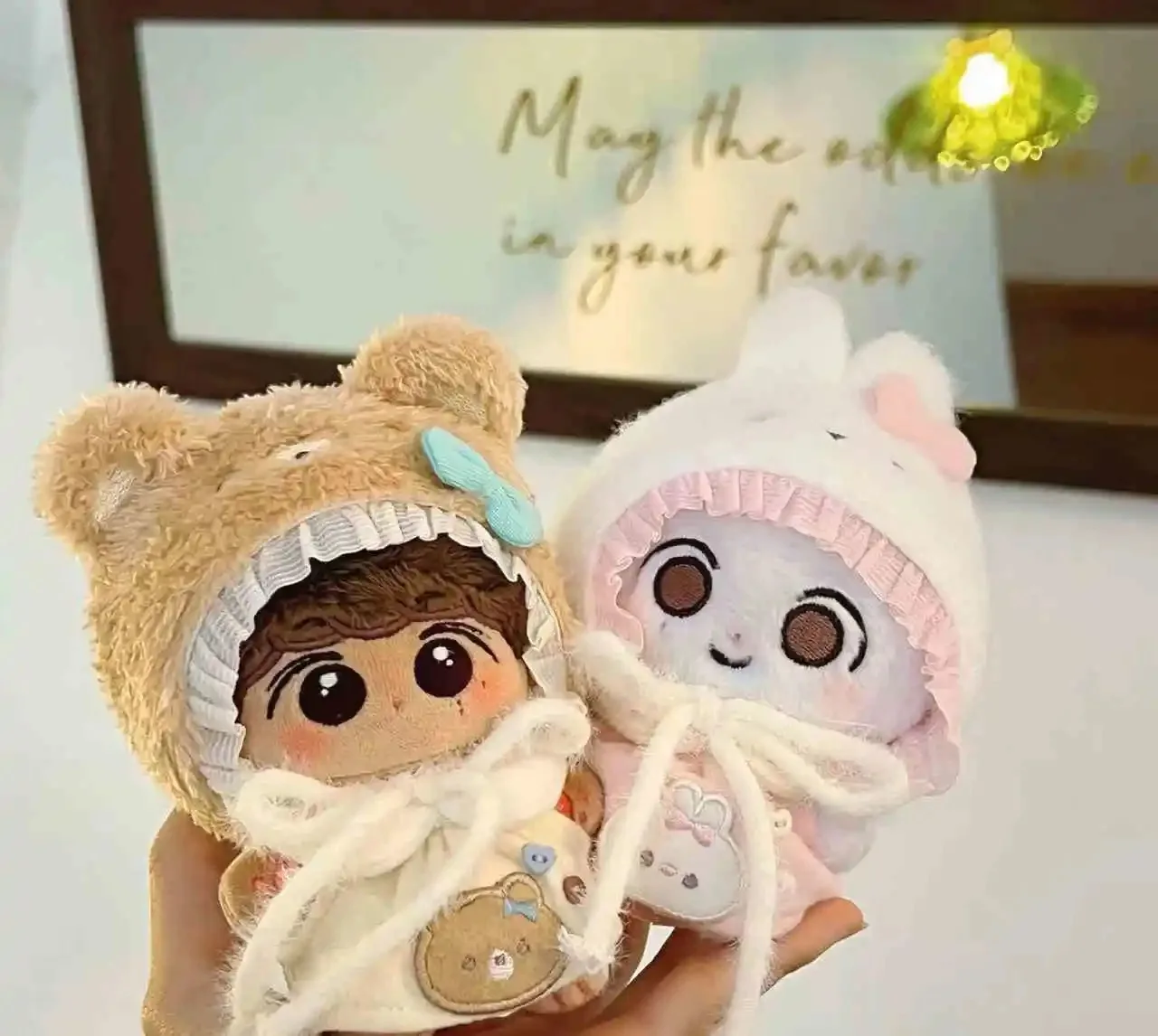 Sweatshirt Baumwolle Puppe Hoodie Plüsch Gefüllte Idol Plüsch Puppe Kleidung Cartoon Kawaii 10CM Baumwolle Puppe der Kleidung Spielen Haus