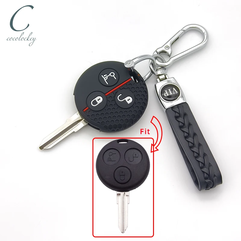 

Cocolockey Car Blank Key Cover Case Fit For Benz Smart Fortwo Forfour Roadster City Passion 1998-2005 Silicone Cars Accessories