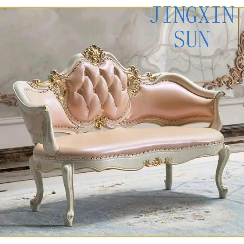 A16 Living room fully equipped single concubine chair sofa American light luxury leather solid wood sofa