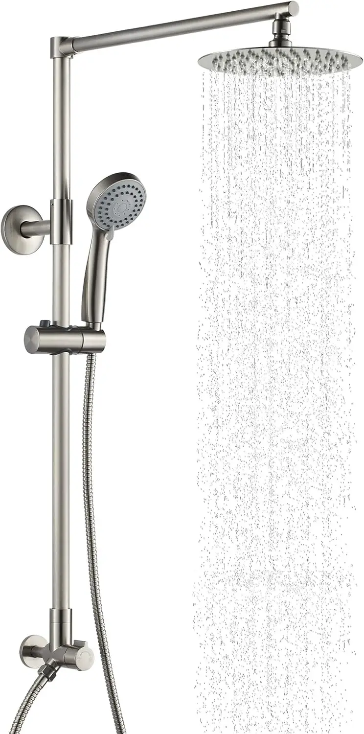 3 Retrofit Rain Shower System,3-Setting Handheld Shower Combo with Slide Bar,8