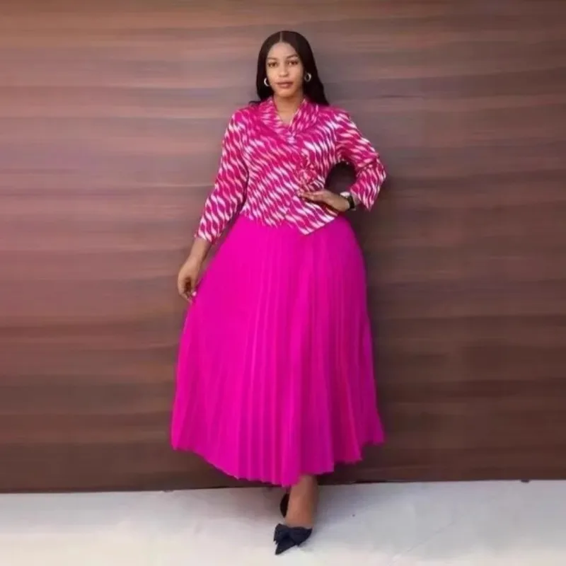 

Miyake Pleated Dress for Women 2026 New Gold-plated Lapel Fake Two-piece Fashionable Loose Large-size Women's Pleated Skirt