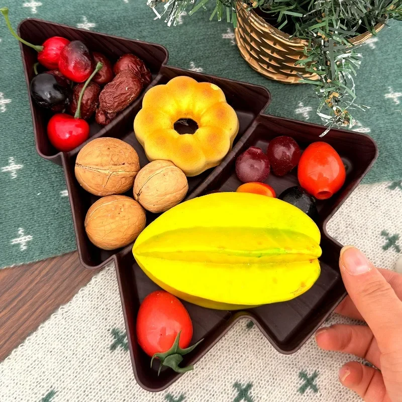 Creative Christmas Tree Fruit Plate Plastic Candy Snack Storage Tray Dried Nut Fruit Plate Home New Year Party Decoration Supply