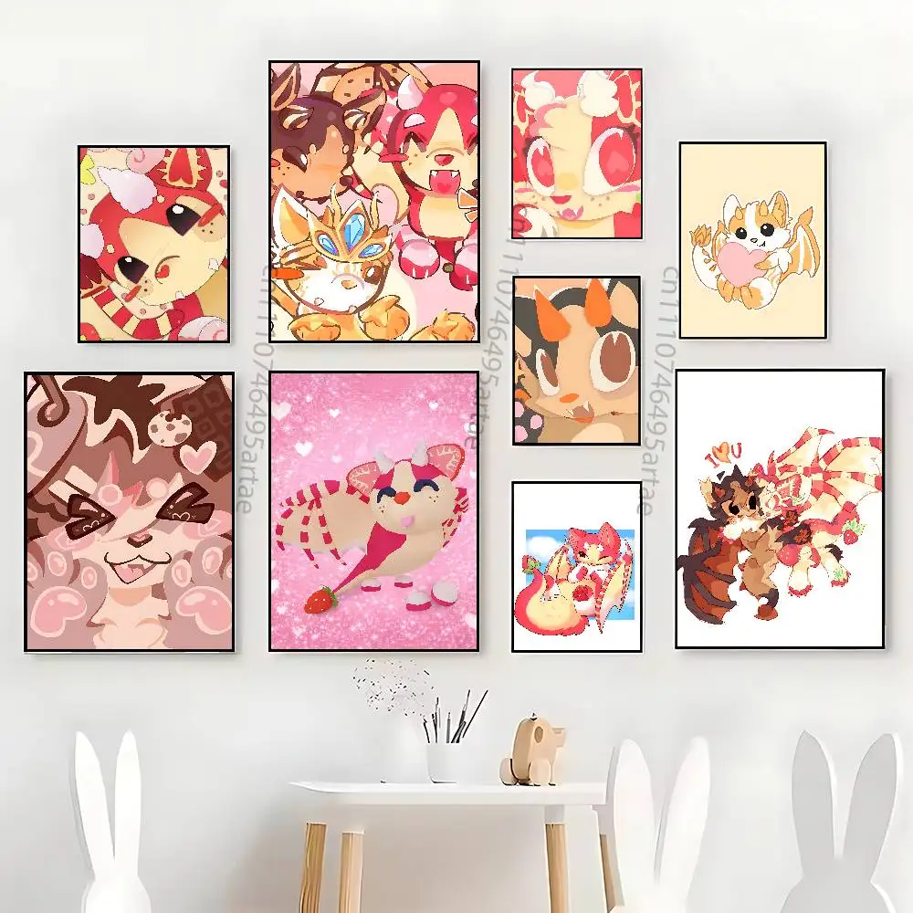 Canvas Painting for Living Room Home Decor Poster Fans Gifts-unframed Game A-Adopts Me Artists Clear Transparent Japanese