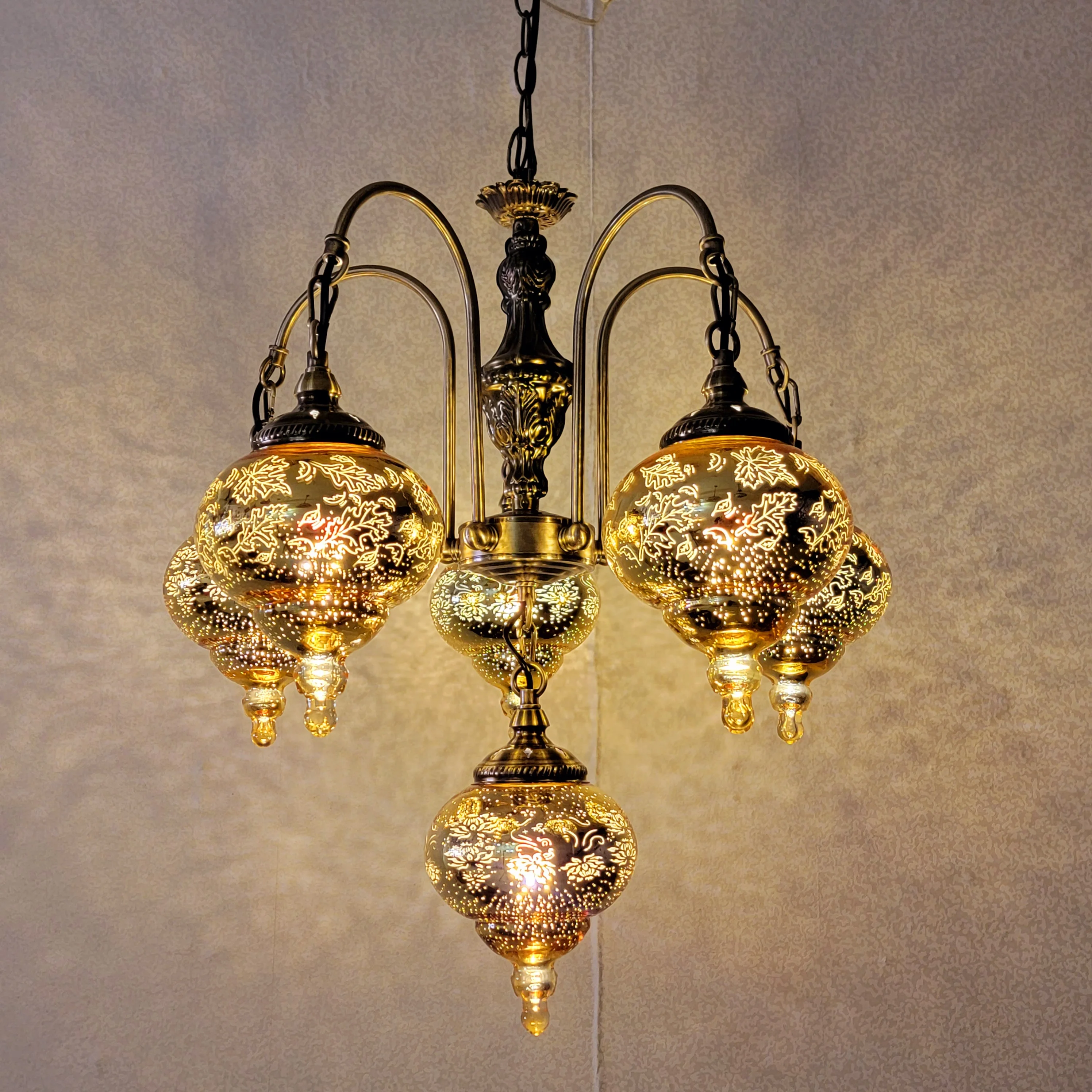 ZWholesale Chandelier Moroccan Pendant Lighting Turkish LED Handmade Glass Chandelier Art Deco Pendant Light