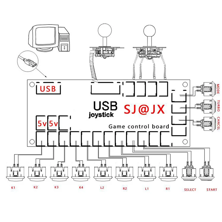 Imagem -06 - Arcade Joystick Kit Faça Você Mesmo Zero Delay Codificador Usb para pc Sanwa Joystick Botões Sanwa para Arcade Mame