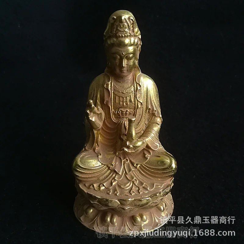 Antique Miscellaneous Items: Gilt-Golden Guanyin Buddha Craft, Home and Office Decorative Ornament