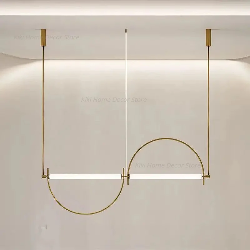 Arc Pendant Lamp LED Line Light Minimalist Restaurant Lamp Simple Designer Art Lamps Lights Dining Room Bar Island Counter Light
