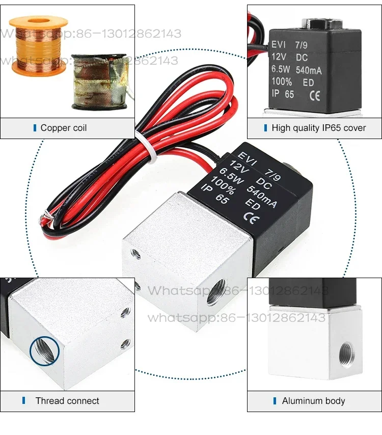 Direct Acting Solenoid Valve Normally Closed Water Air Oil DC 12V 220V 1/8