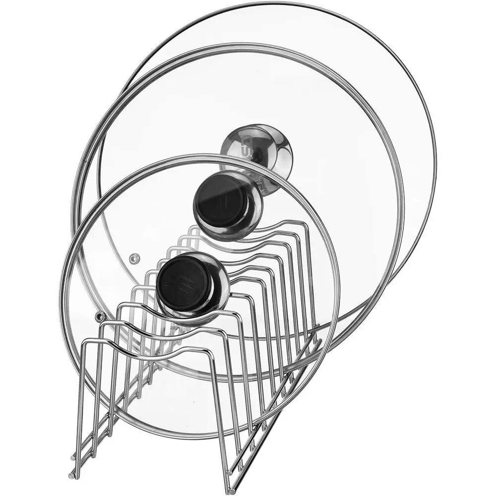 Pot Lid Organizer, Kitchen Pot Lid Rack Holder, Rest Cutting Board, Stainless Steel (Silver, 1)